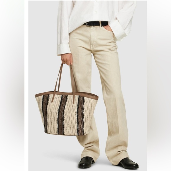 Brunello Cucinelli Handbags - NWT 3K Brunello Cucinelli Italy Brown Cream Sequins Knitted Tote Handbag Bag